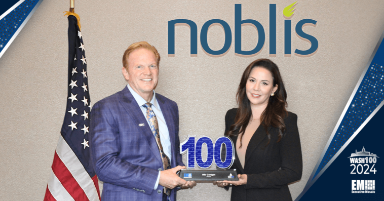 Noblis CEO Mile Corrigan Accepts 2024 Wash100 Award